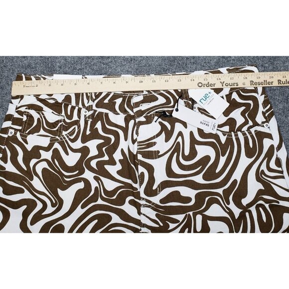 Rue21 Jeans Womens Plus 2X Brown White Denim Skate Straight Leg Wavy Stretch New - Picture 4 of 12